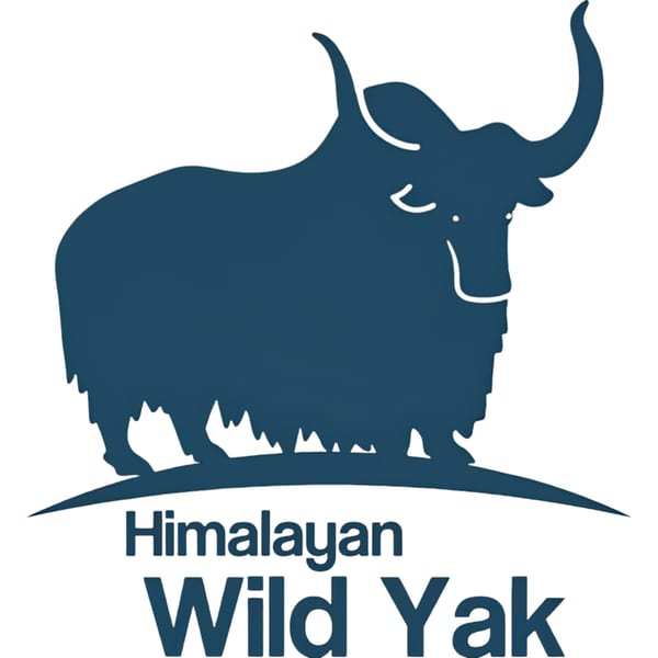 Himalayan Wild Yak restaurant logo featuring a dark blue yak silhouette on a white background.